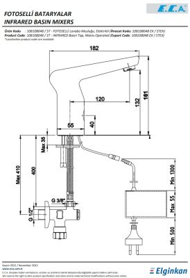 Eca Krom Fotoselli Lavabo Musluğu Elektrikli 108108048 Tek Su Gir