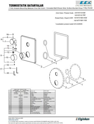Eca Krom Termostatik Ank Banyo/Duş Bat. 2 Yollu S.Ü 102167215-KDE