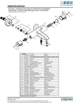 Eca Krom Termostatik Banyo Bataryası 102102340 Duş Seti Hariçtir