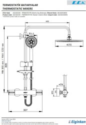 Eca Krom Termostatik Teleskobik Kolonlu Duş Bataryası 102102526 - Thumbnail