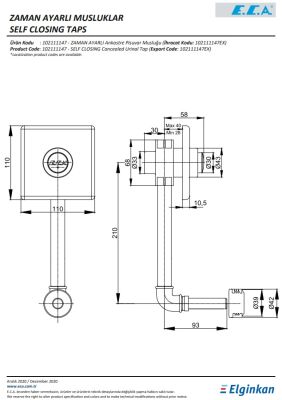 Eca Krom Zaman Ayarlı Ankastre Pisuvar Musluğu 102111147 Tek Su G