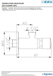 Eca Krom Zaman Ayarlı Aplike Duş Musluğu 102102496 Tek Su Girişli - Thumbnail
