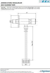 Eca Krom Zaman Ayarlı Aplike Pisuvar Musluğu 102111146 Tek Su Gir - Thumbnail