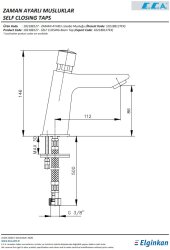 Eca Krom Zaman Ayarlı Lavabo Musluğu 102188127 Tek Su Girişli - Thumbnail