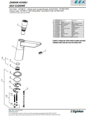 Eca Krom Zaman Ayarlı Lavabo Musluğu 102188127 Tek Su Girişli