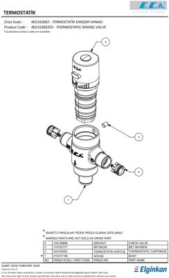 Eca Kumlu Krom Renkli Termostatik Karışım Vanası G 1/2