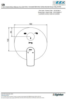 Eca Lia Krom Ankastre Banyo/Duş Bat 3 Yollu Sıva Üstü 102167350-Y