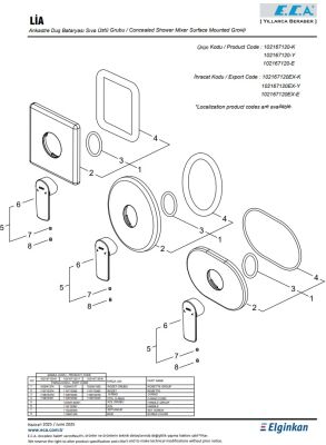 Eca Lia Krom Ankastre Duş Bataryası Sıva Üstü Grubu 102167120-Y