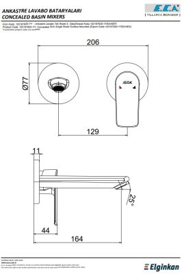 Eca Lia Krom Ankastre Lav. Bat. Sıva Üstü Çift Rozet 102167620-YY