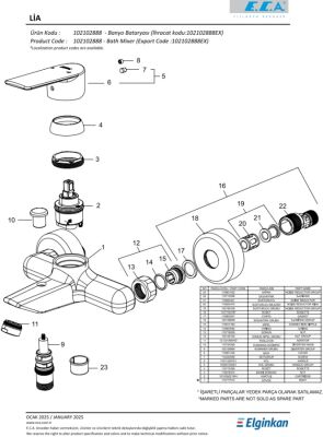 Eca Lia Krom Kireç Kırıcılı 102102888 Ürün Kodlu Banyo Bataryası