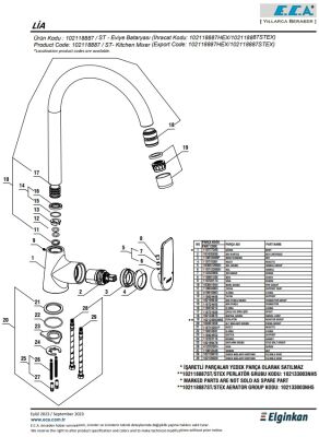 Eca Lia Krom Kireç Kırıcılı Mafsallı Tasarruflu Eviye Bataryası