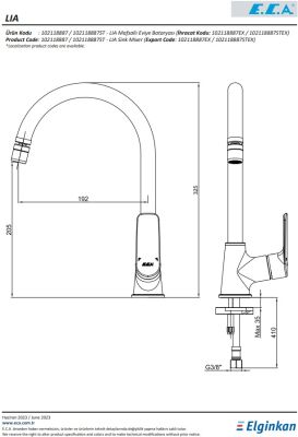 Eca Lia Krom Kireç Kırıcılı Mafsallı Tasarruflu Eviye Bataryası