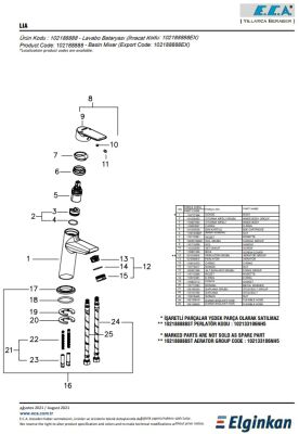Eca Lia Krom Kireç Kırıcılı Su Tasarruflu Sabit Lavabo Bataryası