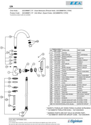 Eca Lia Krom Kireç Kırıcılı Tasarruflu Kuğu Boru Lavabo Bataryası