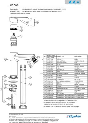 Eca Lia Plus Krom Kireç Kırıcı Tasarruflu Sabit Lavabo Bataryası