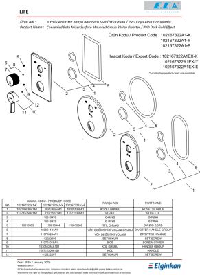Eca Life Altın Görünümlü Ank Banyo 3 Yolu Sıva Üstü 102167322A1-K