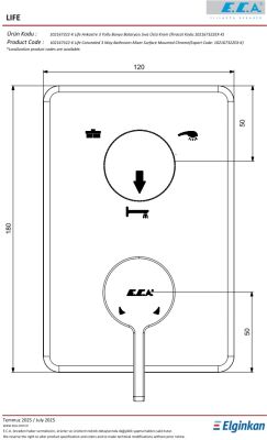 Eca Life Altın Görünümlü Ank Banyo 3 Yolu Sıva Üstü 102167322A1-K