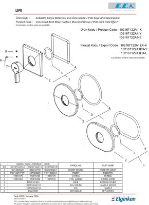 Eca Life Altın Görünümlü Ank. Duş Batarya Sıva Üstü 102167122A1-K
