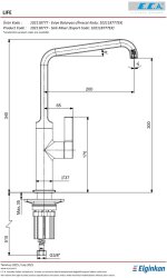Eca Life Altın Görünümlü Kireç Kırıcı Tasarruflu Eviye Bataryası - Thumbnail