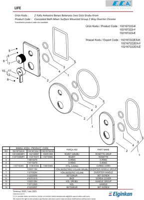 Eca Life Krom Ankastre Banyo/Duş 2 Yollu Sıva Üstü 102167222-KDE