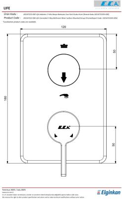 Eca Life Krom Ankastre Banyo/Duş 2 Yollu Sıva Üstü 102167222-KDE