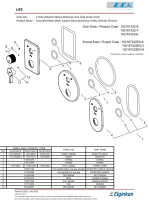 Eca Life Krom Ankastre Banyo/Duş B. 3 Yollu Sıva Üstü 102167322-K