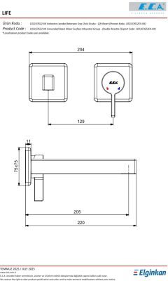 Eca Life Krom Ankastre Lav. Bat Sıva Üstü Çift Rozet 102167622-KK