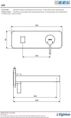 Eca Life Krom Ankastre Lavabo Bat Sıva Üstü Tek Rozet 102167622-K