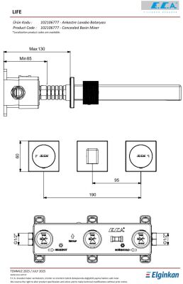 Eca Life Krom Ankastre Lavabo Bat. Sıva Üstü Üç Rozet 102106777