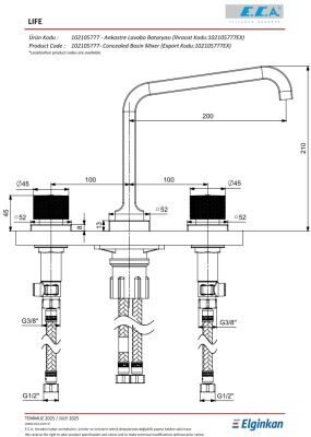 Eca Life Krom Ankastre Lavabo Bat. Tezgah Üstü Üç Rozet 102105777