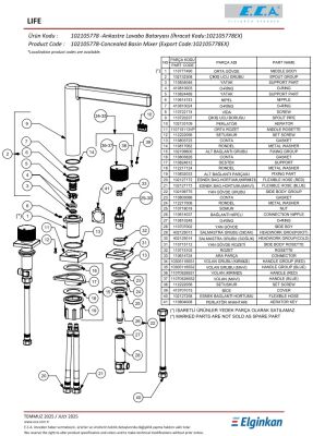 Eca Life Krom Ankastre Lavabo Bat. Tezgah Üstü Üç Rozet 102105778
