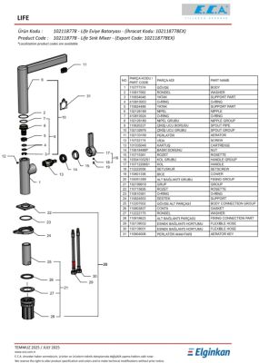 Eca Life Krom Renk L Boru Kireç Kırıcı Tasarruflu Eviye Bataryası