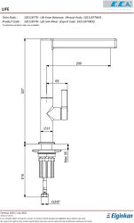 Eca Life Krom Renk L Boru Kireç Kırıcı Tasarruflu Eviye Bataryası - Thumbnail
