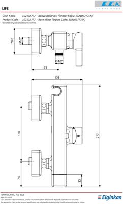 Eca Life Krom Renkli 102102777 Ürün Kodlu Banyo Bataryası