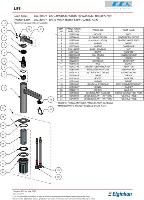 Eca Life Krom Renkli Kollu Sabit Lavabo Bataryası 102188777