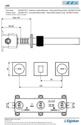 Eca Life Mat Antrasit Ank. Lav Bat Sıva Üstü Üç Rozet 102106777C5