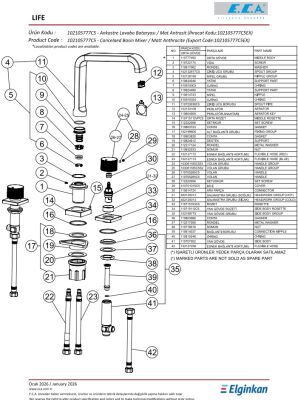 Eca Life Mat Antrasit Ank Lav Bat Tezgah Üst Üç Rozet 102105777C5