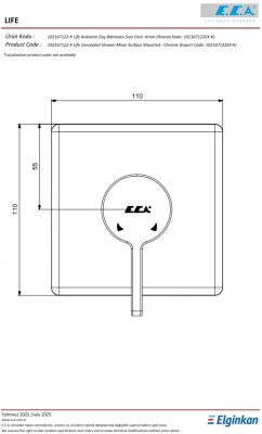 Eca Life Mat Antrasit Ankastre Duş Batarya Sıva Üst 102167122C5-K