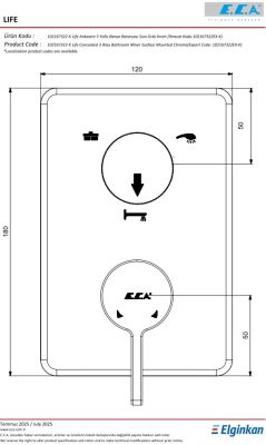 Eca Life Mat Antrasit Banyo/Duş 3 Yollu Sıva Üstü 102167322C5-K