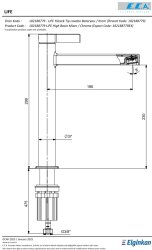 Eca Life Mat Antrasit Kollu Yüksek Tip Lavabo Batarya 102188779C5 - Thumbnail