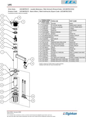 Eca Life Mat Antrasit Kolsuz Sabit Lavabo Bataryası 102188781C5