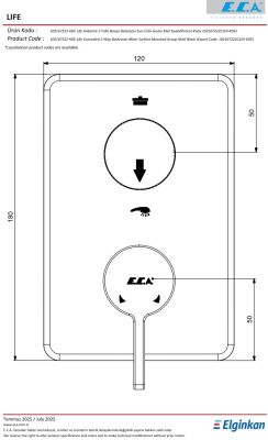 Eca Life Mat Siyah A. Banyo/Duş 2 Yollu Sıva Üstü 102167222C1-KDE