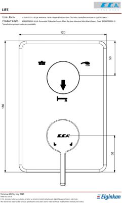 Eca Life Mat Siyah A. Banyo/Duş 3 Yollu Sıva Üstü 102167322C1-K
