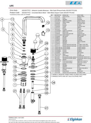 Eca Life Mat Siyah Ank Lav. Bat. Tezgah Üstü Üç Rozet 102105777C1