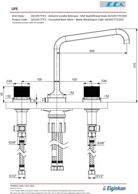 Eca Life Mat Siyah Ank Lav. Bat. Tezgah Üstü Üç Rozet 102105777C1