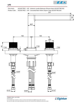 Eca Life Mat Siyah Ank Lav. Bat. Tezgah Üstü Üç Rozet 102105778C1