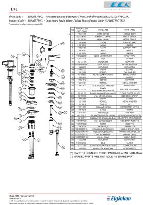 Eca Life Mat Siyah Ank Lav. Bat. Tezgah Üstü Üç Rozet 102105779C1