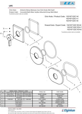 Eca Life Mat Siyah Ankastre Duş Bataryası Sıva Üstü 102167122C1-K