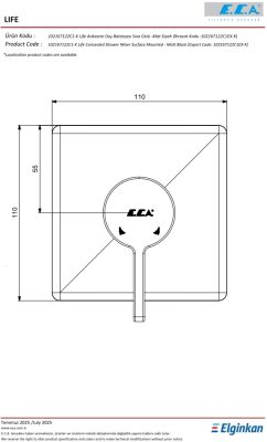 Eca Life Mat Siyah Ankastre Duş Bataryası Sıva Üstü 102167122C1-K