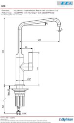 Eca Life Mat Siyah Kireç Kırıcılı Su Tasarruflu Eviye Bataryası - Thumbnail